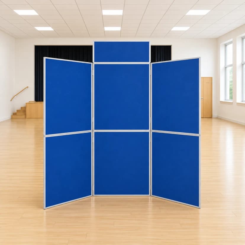 Blue Velcro Display Board – 6 Panel Smart Folding Display Panel with Header