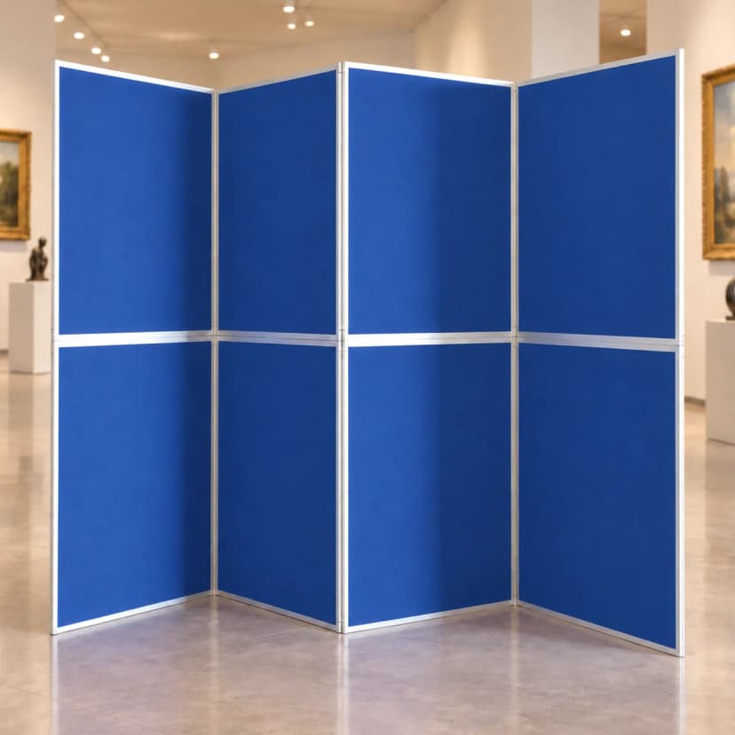 Blue Mobile Display Panel – 8 Panel Smart Folding Display Board, Papan Pameran