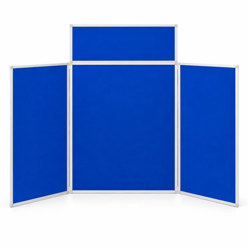 Blue Folding Tabletop Display Board – 3 Panel A2 Display Board with Header