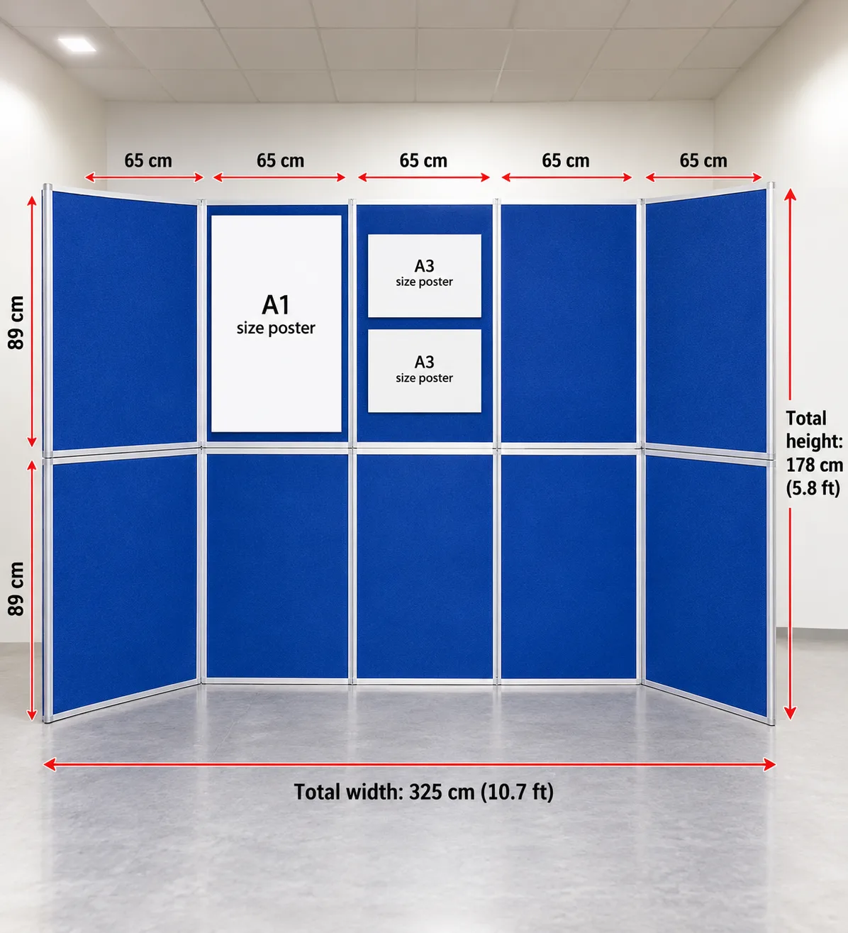10 Panel Blue Folding Display Board, 325 × 178 cm – Fits A1 & A3 Posters 10 Panel Blue Folding Display Board, 325 × 178 cm – Fits A1 & A3 Posters