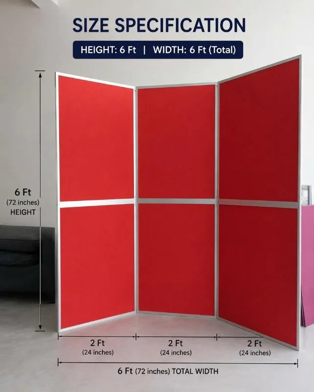 6 ft × 6 ft Red Folding Display Board, 6 Panel 6 ft × 6 ft Red Folding Display Board, 6 Panel