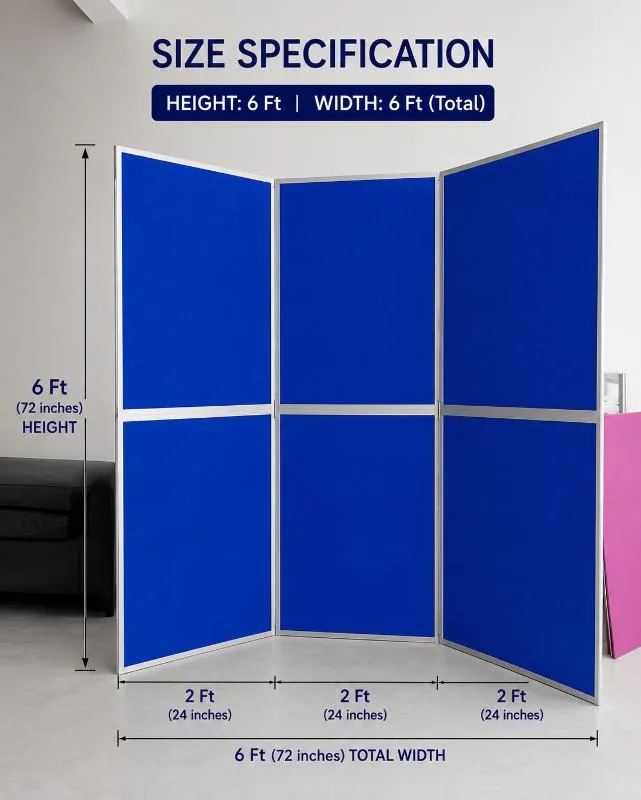 6 ft × 6 ft Blue Velcro Display Board, 6 Panel 6 ft × 6 ft Blue Velcro Display Board, 6 Panel
